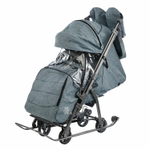 Санки - коляска Galaxy kids 3-3С серо-зеленый джинс арт. GK-3-3ССЗД