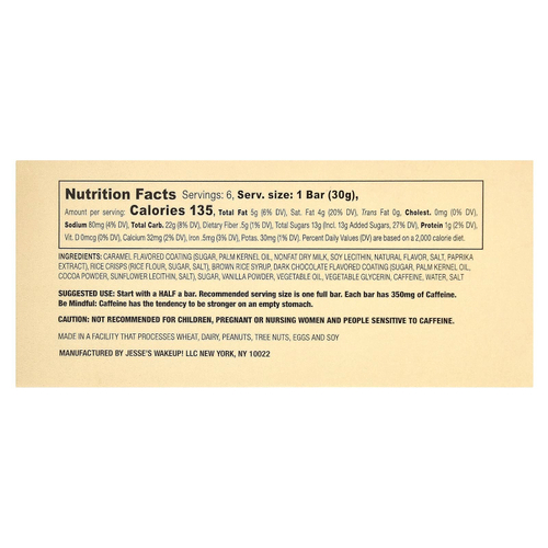 Jesse's WAKEUP!, Рисовые батончики, карамель, 6 пакетиков по 30 г (1,06 унции)