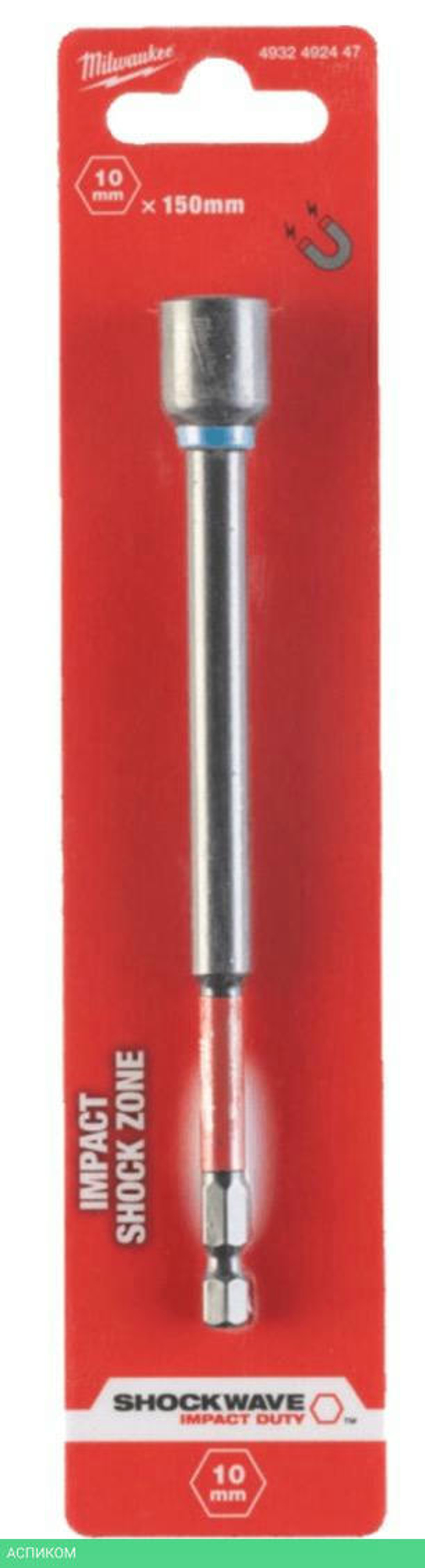 Насадка торцевая Milwaukee Shockwave 1/4" Hex-10ммx150мм (4932492447)