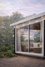 Мягкое ПВХ-окно 700 мкм | Поворотная скоба, проём в центре 90 см Ш252 В246