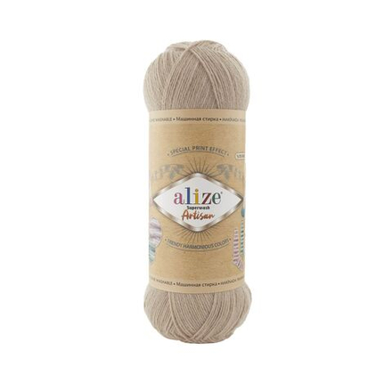 Суперваш артисан (Superwash artisan) пряжа Alize 75%шерсть 25%полиамид 5х100г/420м 431 бежевый