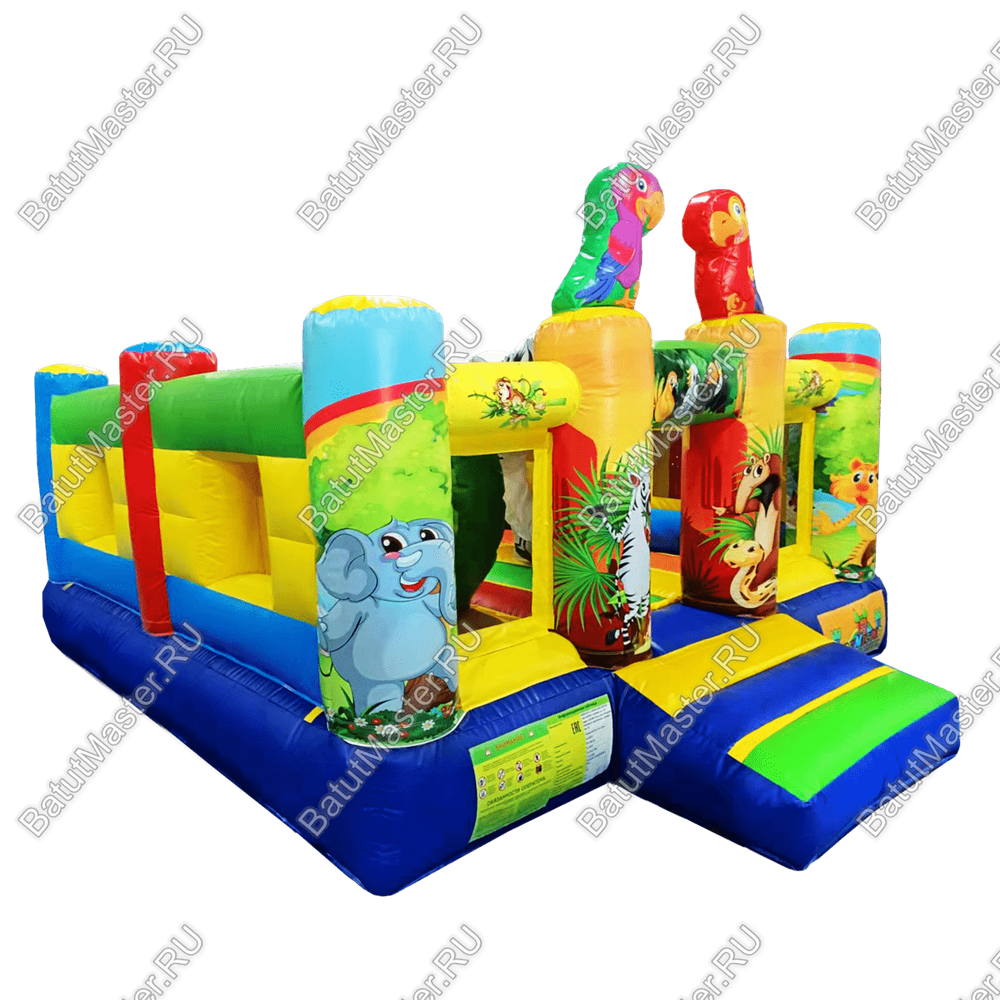 Детский надувной батут "Попугайчики" без горки, размер 4*3,5*2,2 м