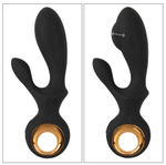 Черный вибратор-кролик с функцией расширения Inflatable Rabbit Vibrator - 18,3 см. (Цвет: черный)