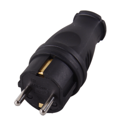 Вилка прямая с/з, каучук IP44 16А 250В Вихрь