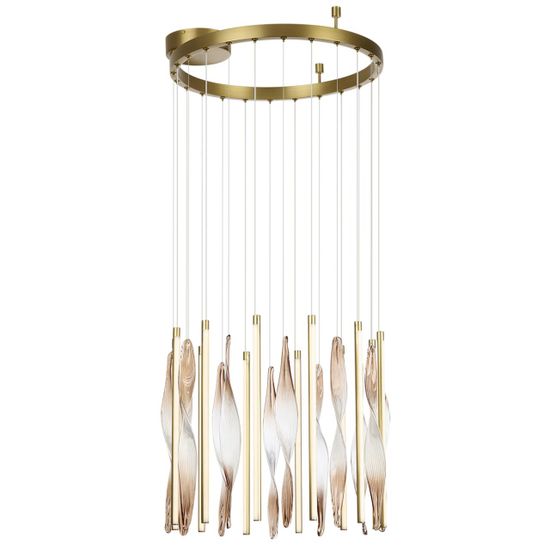 5468/66L L-VISION ODL_EX27 сатинированн.латунь/градиент коричн./металл/стекло Люстра LED*66W 3500K SPIRA