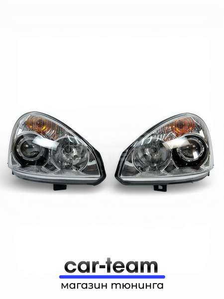 Фары на Лада Приора 2 (21704, 21724) передние с Bi LED модулями 2.5 дюйма, хром маска (под ключ)
