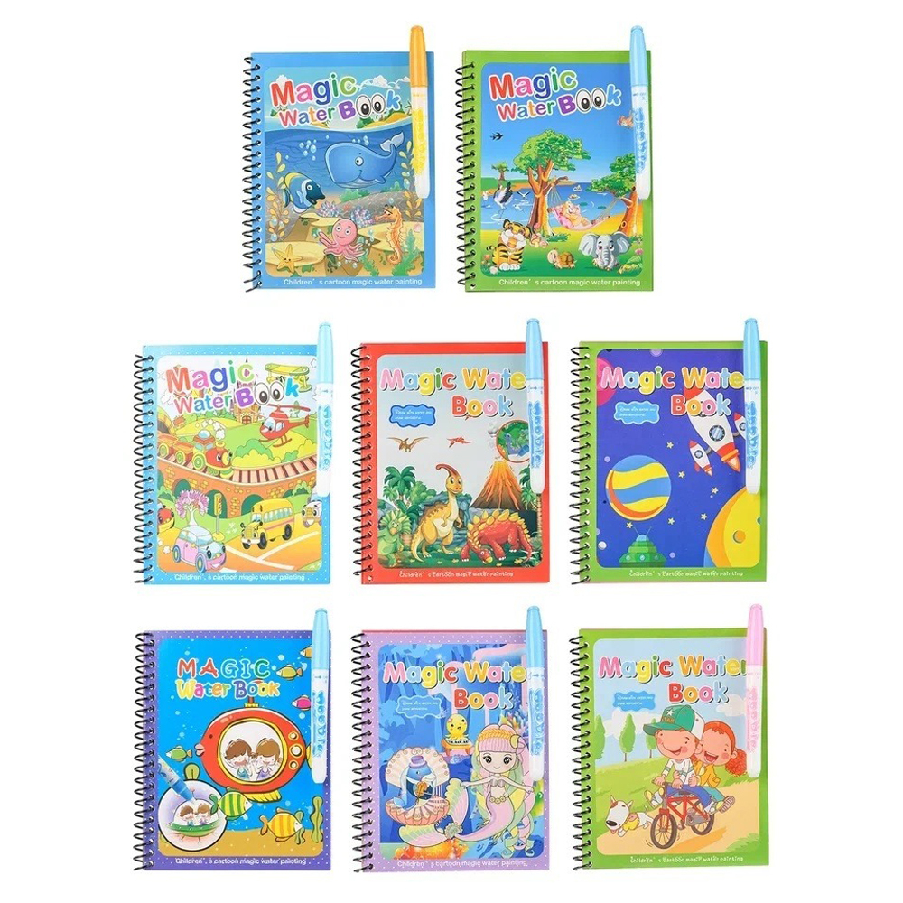 Водная раскраска Basir, 4 рисунка с маркером, размер 14*18.5 см, ассорти