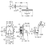 Набор для душа GROHE Cubeo, с верхним душем Tempesta 250, матовый чёрный (1053362430)