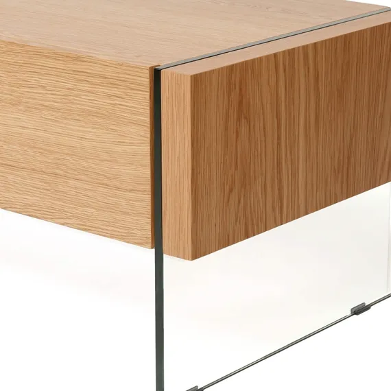 ТВ-тумба Somerset 188х38 см, шпон дуба, стеклянные ножки