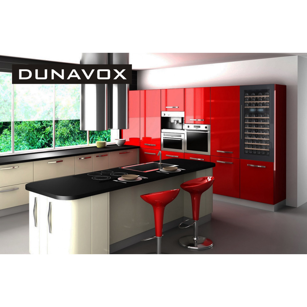 Винный шкаф двухзонный DUNAVOX DX-74.230DB в интерьере