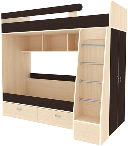 Двухъярусная кровать КарИВи Юниор 6  Дуб Молочный Венге