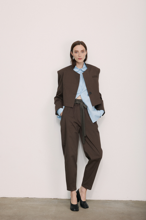 Пиджак в полоску AW/25 цвет хаки