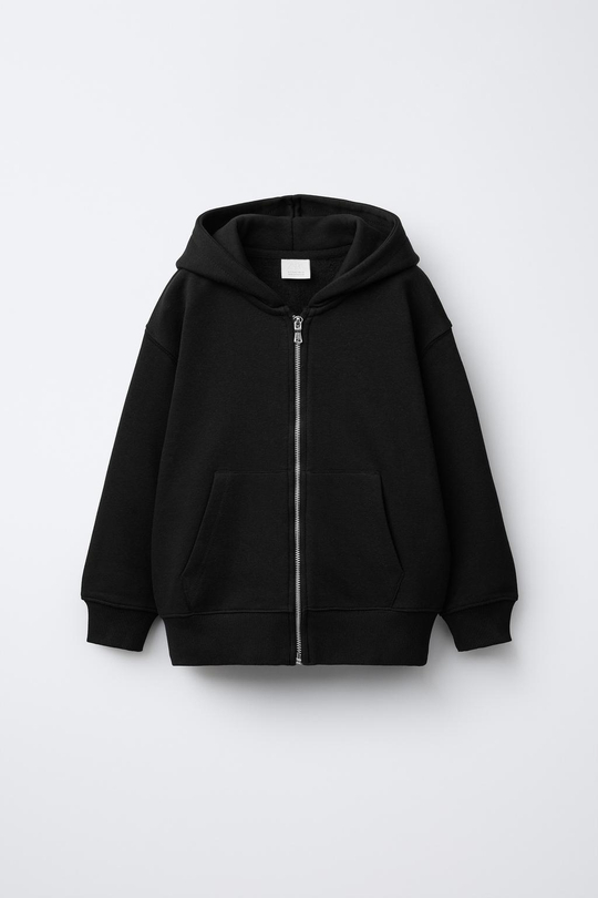 ZARA БАЗОВАЯ ТОЛСТОВКА НА МОЛНИИ, ЧЕРНЫЙ