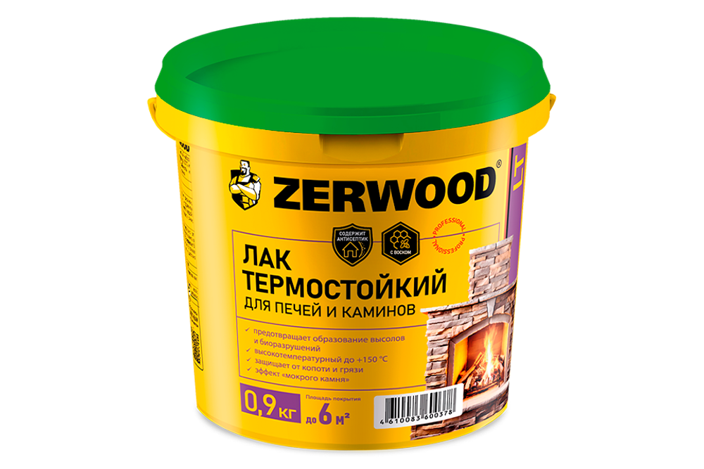 ZERWOOD LT Лак акриловый термостойкий для печей и каминов глянцевый 0,9кг (ИжСинтез)