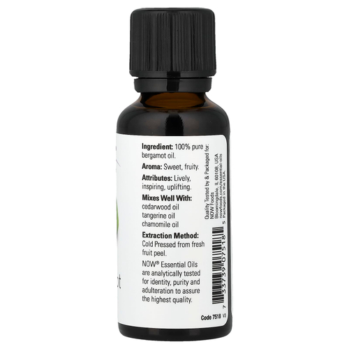NOW Foods, Эфирные масла, бергамот, 1 жидкая унция (30 мл)