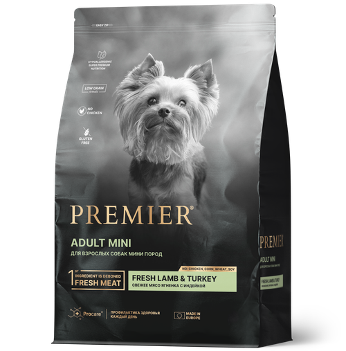 Premier dog lamb & turkey adult mini ягненка с индейкой для собак мелких пород