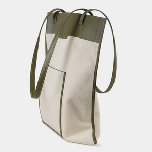 Женская сумка Shopper Antibes из ткани canvas с кожей оливкового цвета