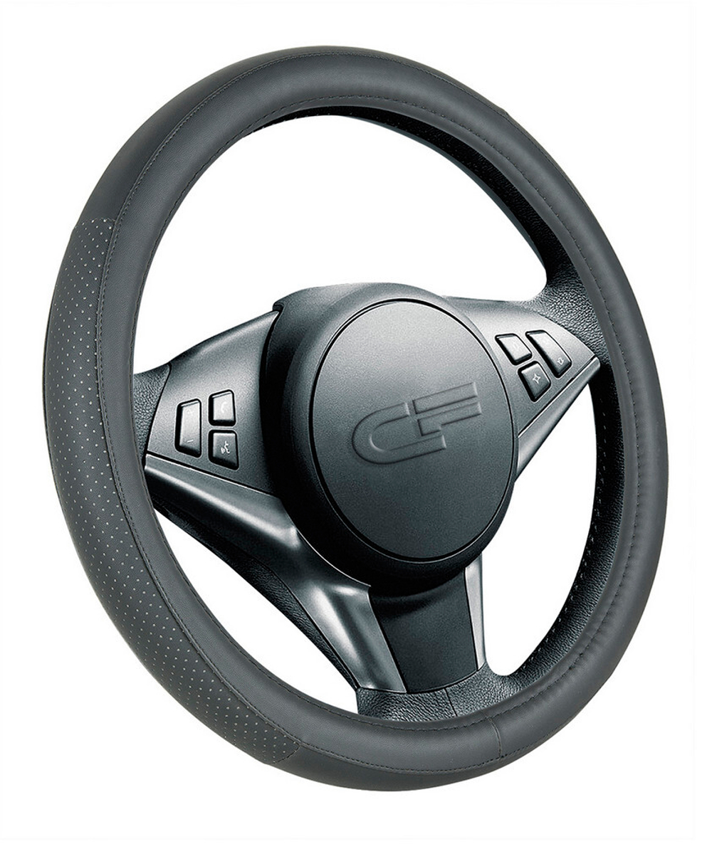Оплетка на руль круглая CarFashion -М- «DAY» 31393 - Экокожа - чёрный/чёрный перфорация
