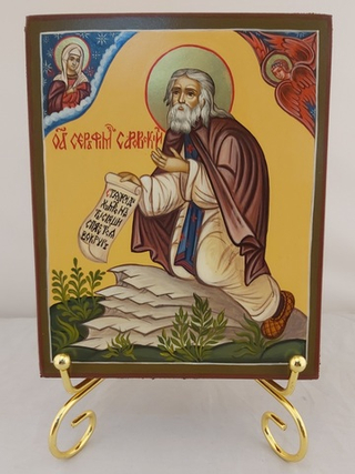 Икона Святого Серафима Саровского (Палех)