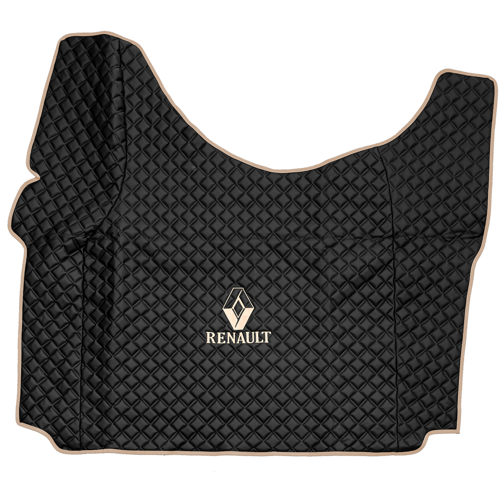 Ковры RENAULT T (автомат) (экокожа, черный, бежевый кант, бежевая вышивка)