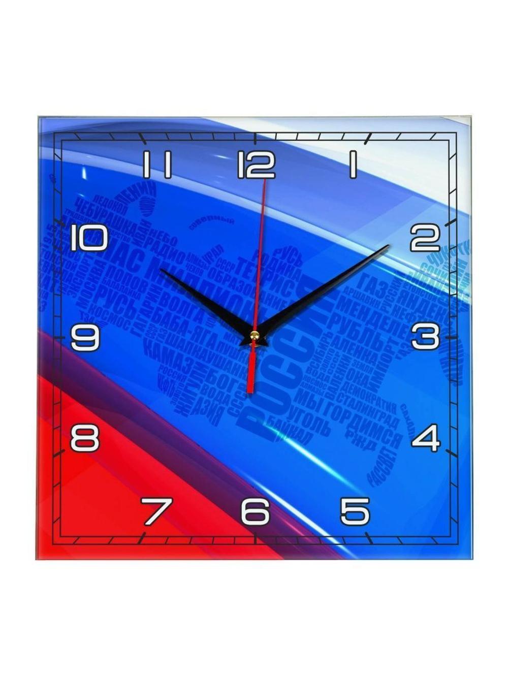 Часы настенные бесшумные большие на кухню Флаг России "Часовой завод ИДЕАЛ", часы кухонные настенные интерьерные