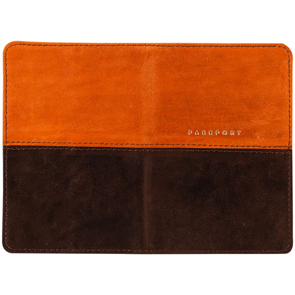 Обложка на паспорт, OfficeSpace Duo, кожа, осень+коричневый, тиснение фольгой