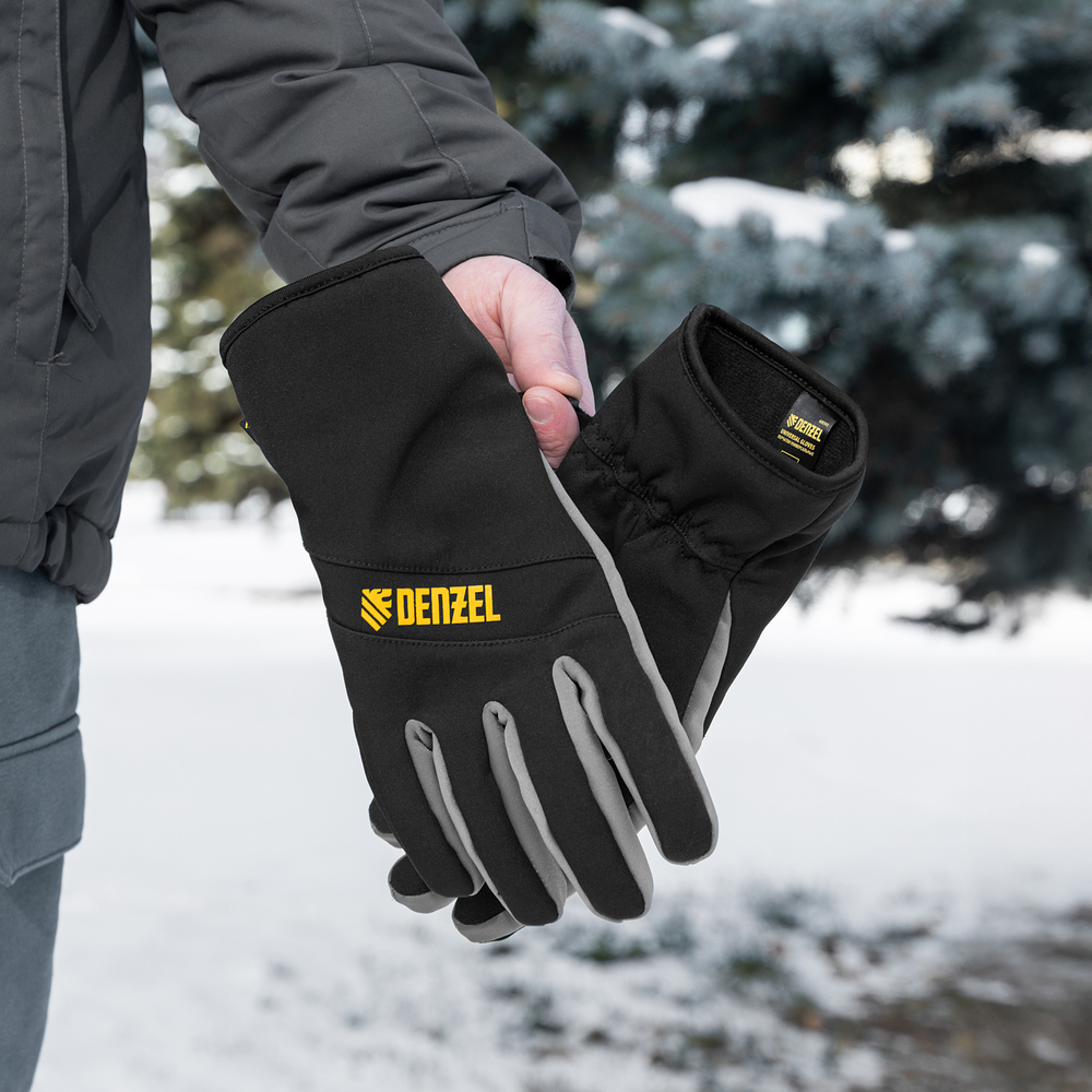 Перчатки универсальные, двойные, работа с сенсорным экраном, размер 9 Denzel