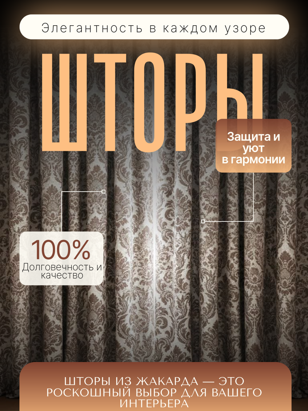 Шторы Жаккард 150х300 /2шт. Роскошь и практичность в каждом узоре
