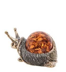 Народные промыслы AM- 584 Фигурка «Улитка» (латунь, янтарь)