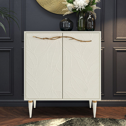 Комод Арт Колор leaves Классик Голд с 2 полками Кремовый Белый