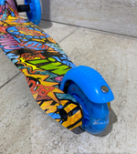 Самокат 3-х колесный синий с рисунком 141-21-3  колесо 110мм PU, 30кг