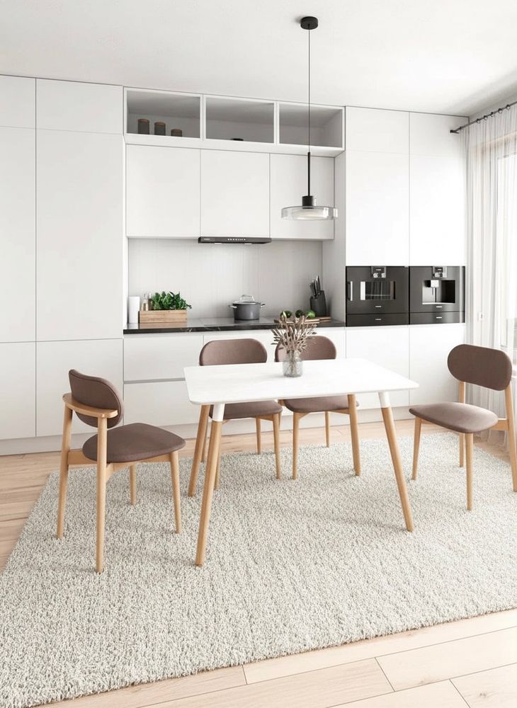 Стол деревянный AMADEO 1, белый матовый + металл белый + ножки светлое дерево