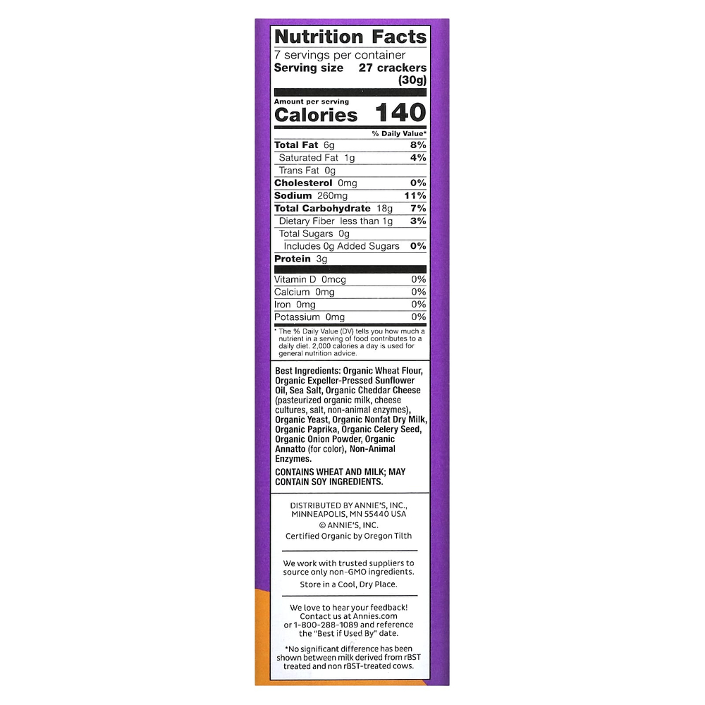 Annie's Homegrown, Органический чеддер, запеченные крекеры, 213 г (7,5 унции)