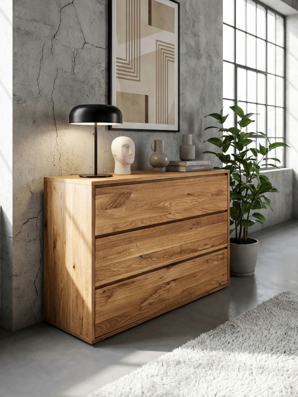 Комод деревянный Дольче Вита с 3 глубокими ящиками, из массива дикого дуба
