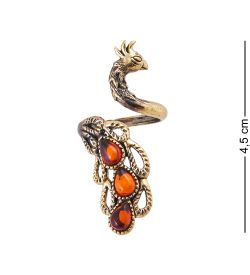 AM-3618 Кольцо «Павлин» (латунь, янтарь)