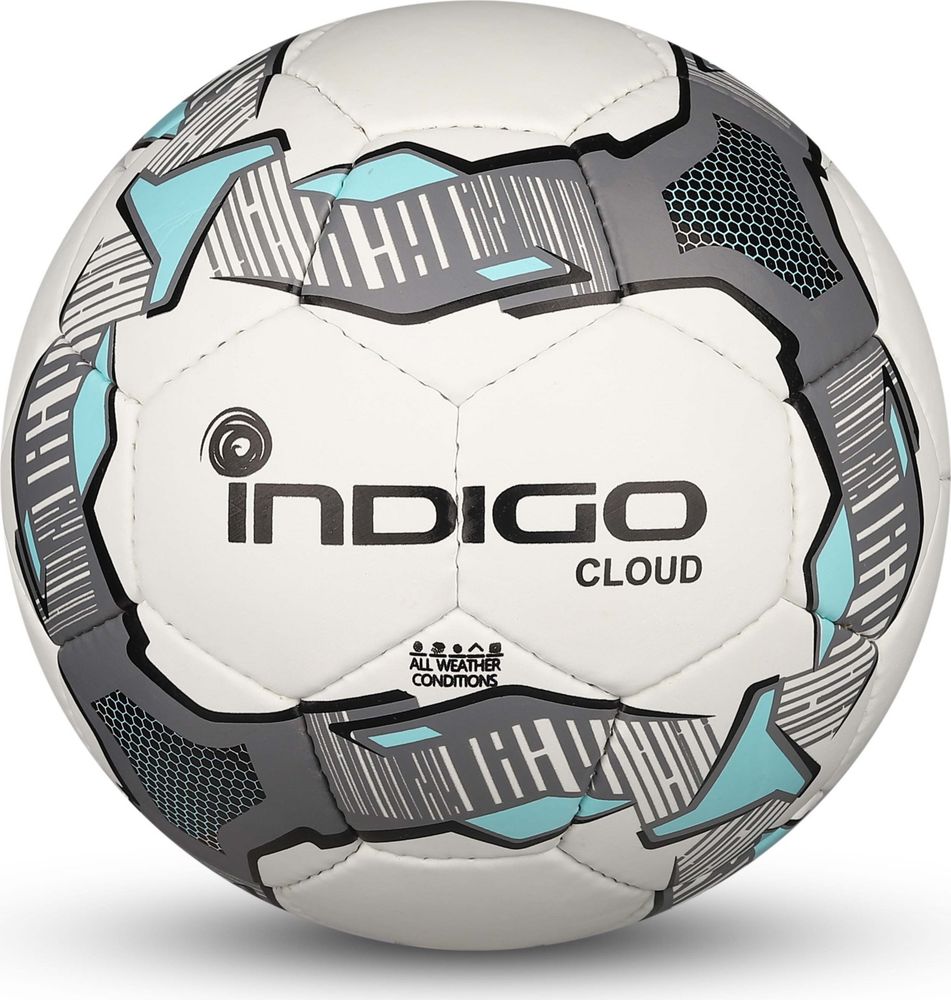 Мяч футбольный №4 INDIGO CLOUD Юниор тренировочный, PU 1.2 мм, вес 350-390г