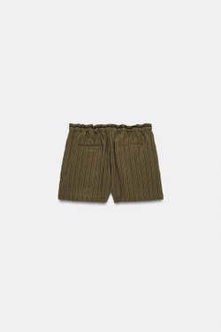 ZARA ЖАККАРДОВЫЕ ШОРТЫ В ПОЛОСКУ — ZW COLLECTION, КОРИЧНЕВЫЙ/СИНИЙ