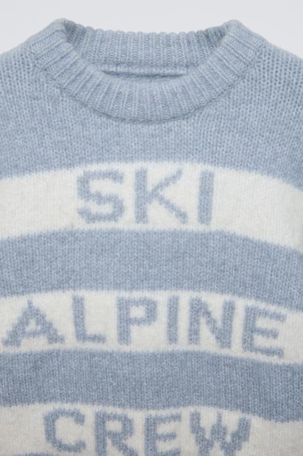 ZARA ВЯЗАНЫЙ СВИТЕР SKI COLLECTION В ПОЛОСКУ, БЕЛЫЙ/СЕРЫЙ