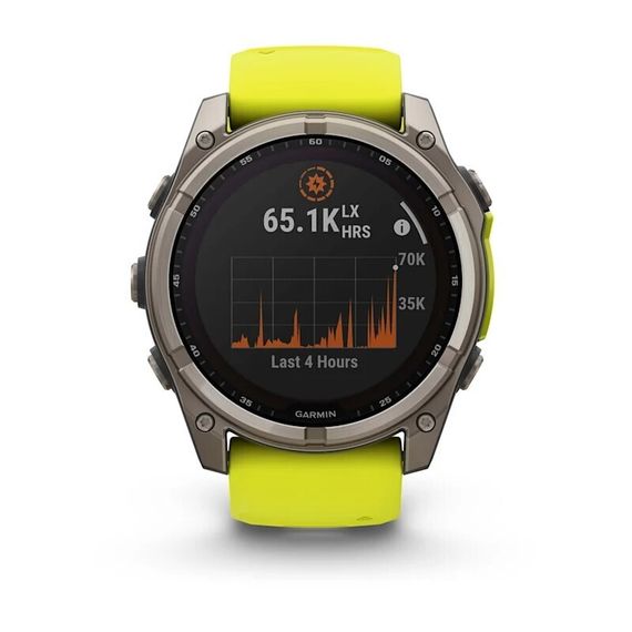 Garmin Fenix 8 51 мм Solar Titanium – жёлто-серый ремешок, сапфировое стекло