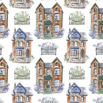Викторианские домики на белом