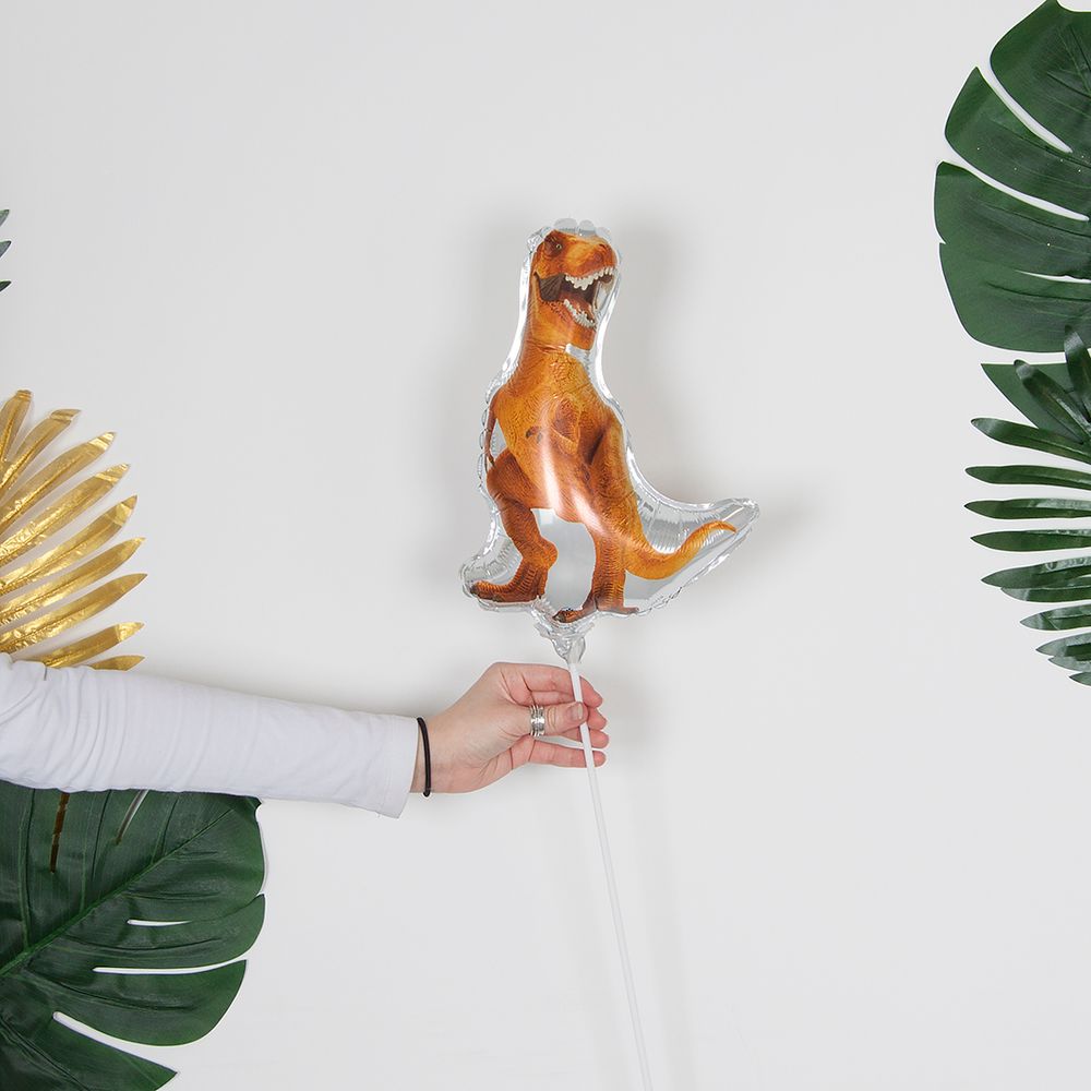 Шар (12''/30 см) Мини-фигура, Динозавр Ти-Рекс, Оранжевый, 1 шт.