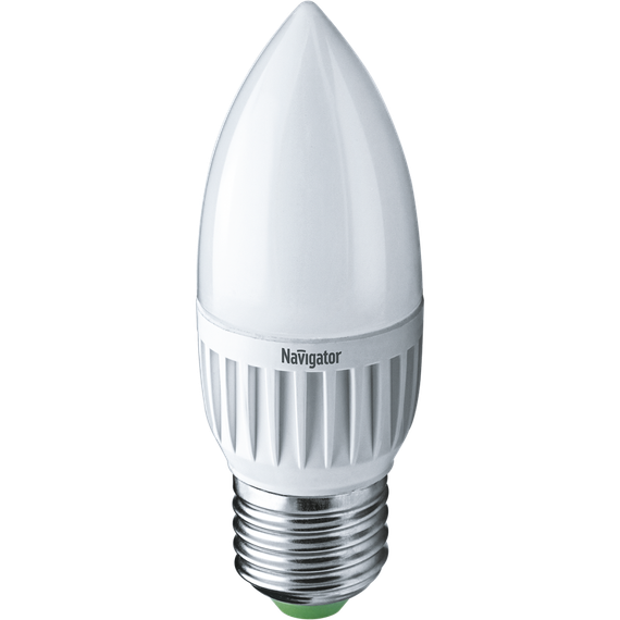 Лампа светодиодная Navigator C37 220V Е27 5W 4000K свеча 22027