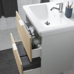 Шкаф умывальник с ящиками/мойкой/смесителем- ENHET / TVÄLLEN  /TVАLLEN  IKEA/ ЭНХЕТ / ТВЭЛЛЕН ИКЕА, белый/имитация. дуб, 64х43х65 см