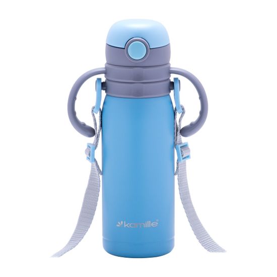 Термос для детей 450 мл. Kamille KM-2019B из нержавеющей стали с ремешком или двумя ручками