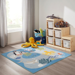 Ковер IKEA BLAVINGAD (БЛОВИНГАД), Разноцветный с рисунком, 133x133 см