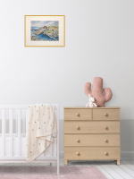 Картина авторская акварельная в паспарту 30х40 см на стену для интерьера "Тут родились Муми-тролли"