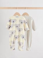 Комбинезон / Слип для малышей Next AW3-065, 2 шт., Серый, Светло-желтый