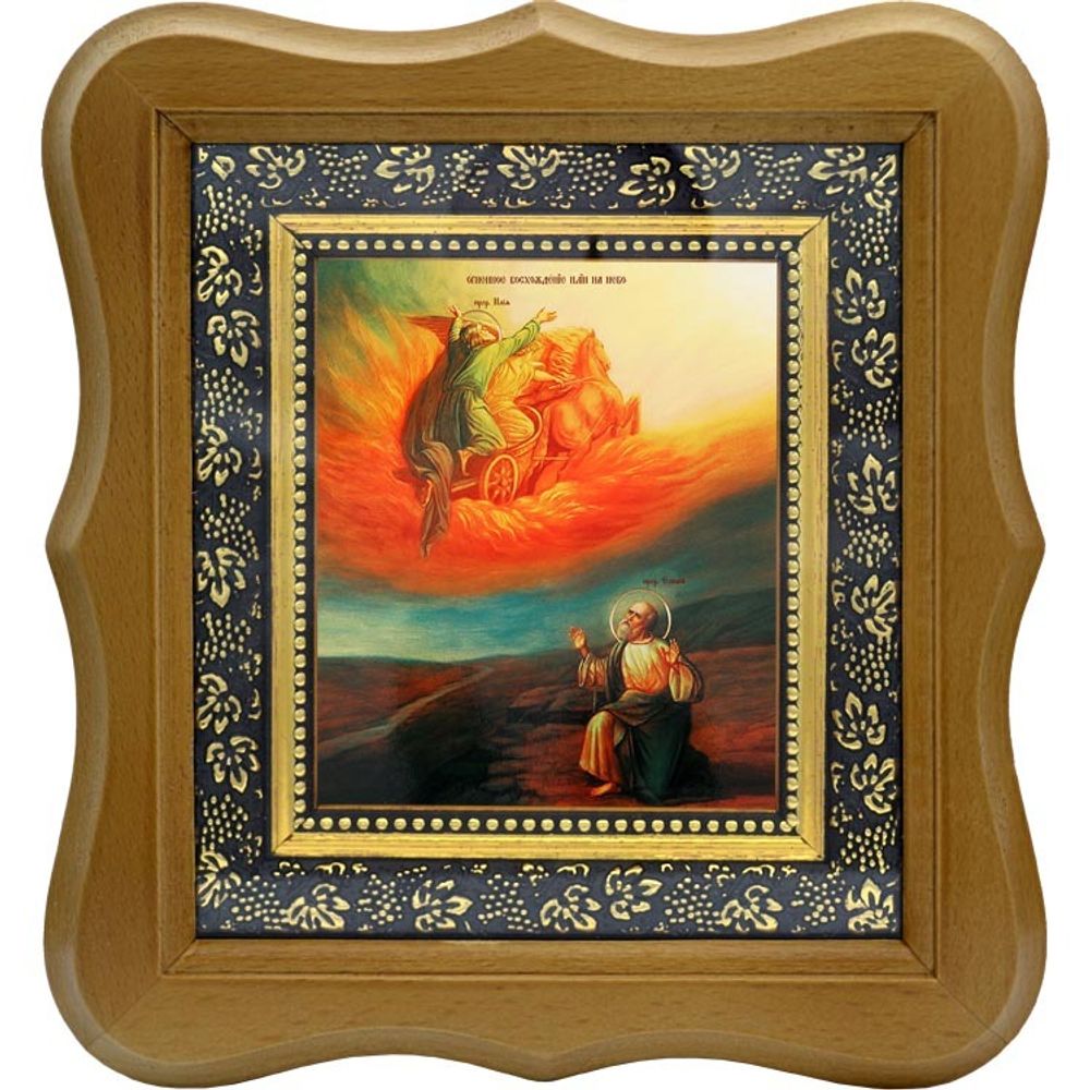 Огненное восхождение пророка Илии на небо. Икона на холсте.
