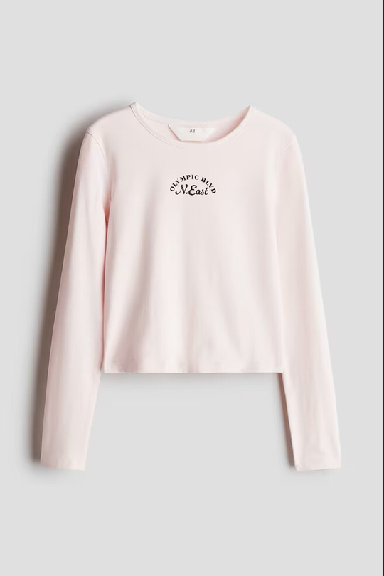 H&M Трикотажный топ с надписью, розовый