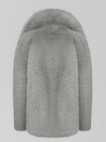 Полушубок Hestovrviio L833-3 однотонный пушистый c широким воротником